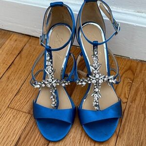 Badgley Mischka Jewel Collection blue satin heels women’s size 7